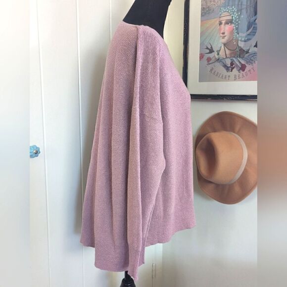 Eileen Fisher Pastel Petal Pink Linen Minimalist Preppy Quiet Luxury Sweater L - Picture 6 of 10